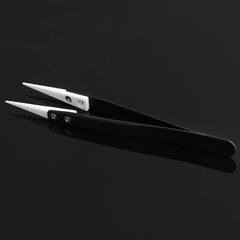 

Ceramic Tips Tweezers Stainless Steel Handle Straight Aimed Tweezers For Coils