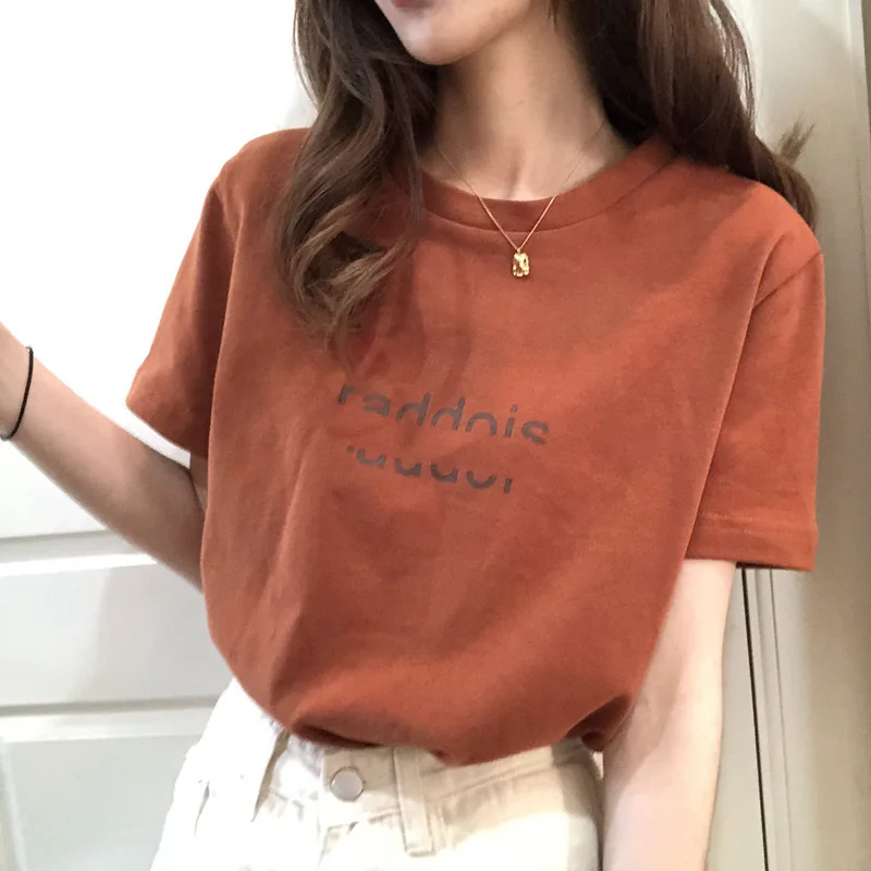 

Women's Summer T-shirt Loose Letter Print Student Tops for Girls Harajuku Style Oversized T-shirt Short Sleeve Women's Fashion