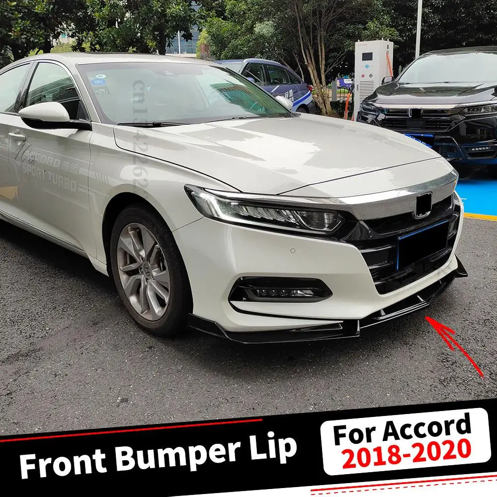 

Front Bumper Lip Chin Diffuser Spoiler Deflector Accessories Carbon Fiber Look Exterior Part For Honda Accord 2018 2019 2020