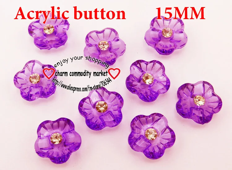 40 шт цветок Форма Фиолетовый Окрашенные Акриловые пуговицы пальто сапоги