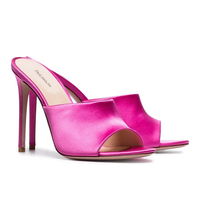 

Women's fashion large rose red black nude Pu sardine high heel Muller