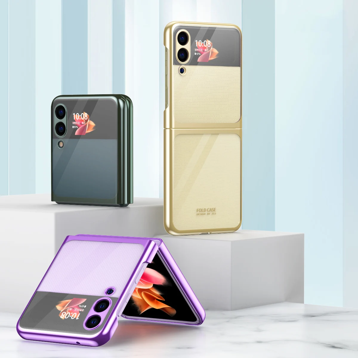 Чехол-книжка Z Flip 3 для Samsung Galaxy Z Flip 3 Z Flip3 ZFlip3, прозрачный защитный чехол из поликарбоната для телефона ZFlip3