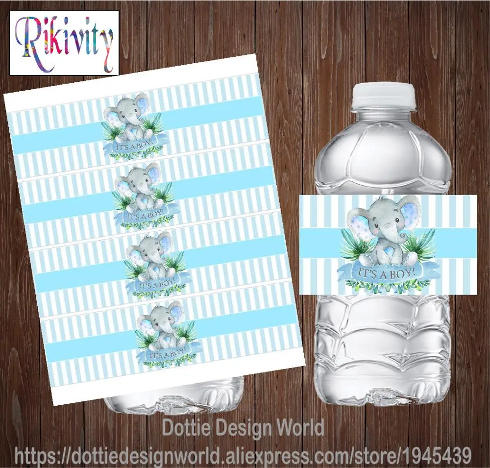 Это мальчик мятный полосатый слон детская бутылка для душа бутылки вина этикетки