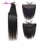 Прямые человеческие волосы Ali Coco, 28 Дюймов, 30 дюймов Пряди с фронтальной сеткой, предварительно выщипанные бразильские волосы, пупряди с фронтальной Реми