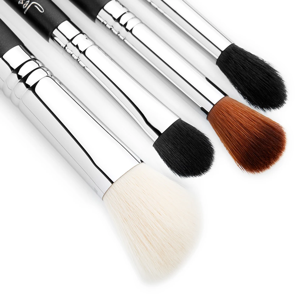 Jessup Профессиональные кисти для макияжа-набор жемчужных черно-серебристых