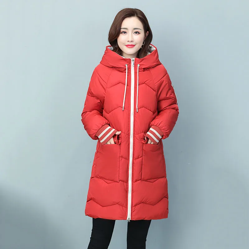 

Women's 2020 Down Cotton Coat Korean Loose Winter Warmth Thickened Zipper Mid-Length Padded Coat Female Overcoat Mujer New Q365