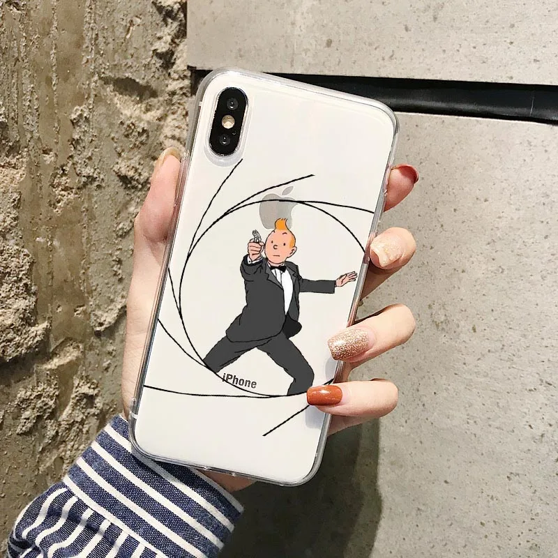 Мягкий силиконовый чехол из ТПУ Приключения Тинтина для телефона iPhone 12 11 11Pro MAX 6 6S