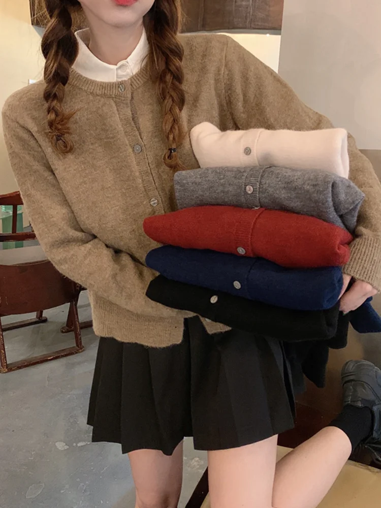 Unif Cardigan New Loose Long Sleeved Sweater Coat College Chic Early Female Jum |