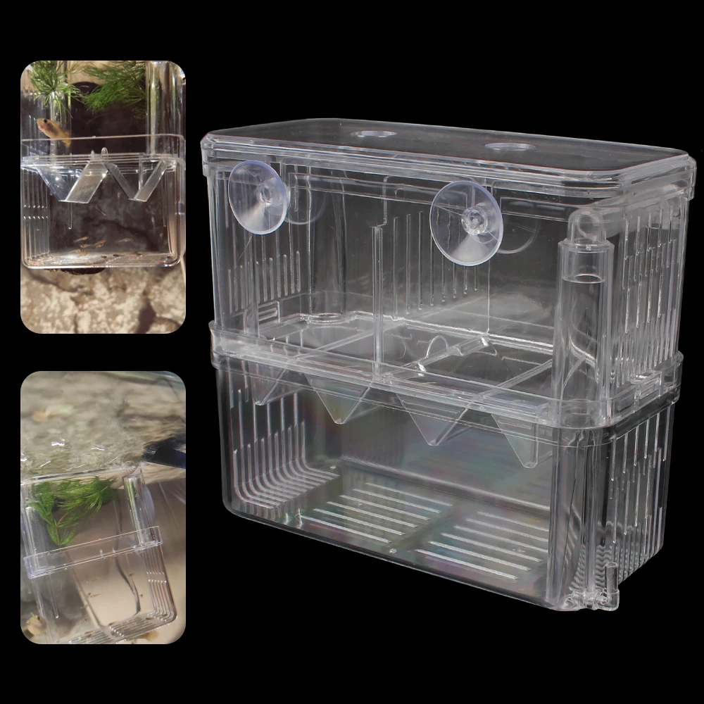 Double-Deck Isolation Box Acrylic Breeder Incubator Holder Transparent Fish Tank Breeding Aquarium Hatchery