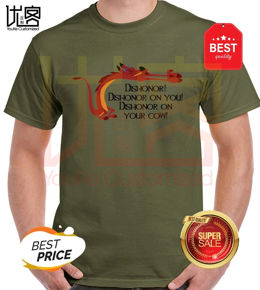 Dishonor! T-Shirt Mulan men's women's 100% cotton short sleeves tops tee printed Crewneck casual t-shirt | Мужская одежда