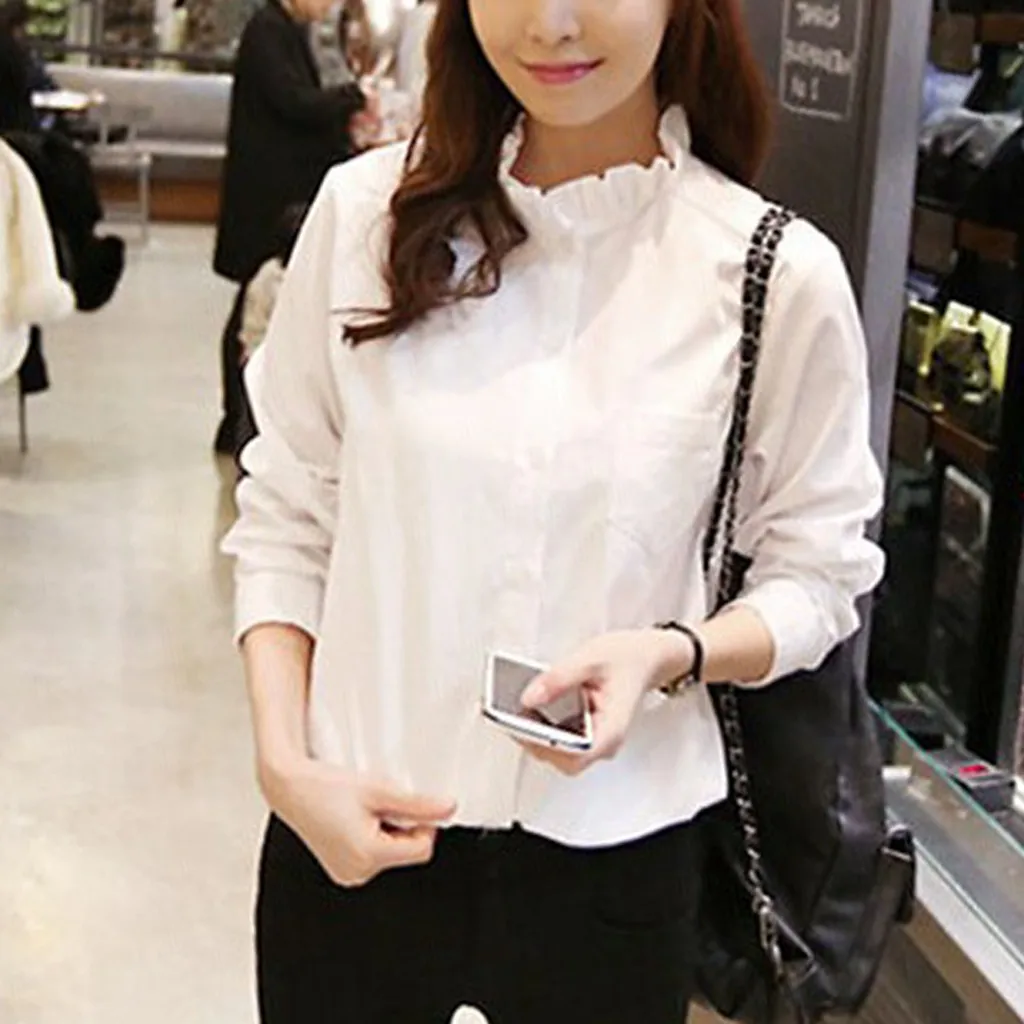 2020 женские модные однотонные Топы с длинным рукавом и круглым вырезом