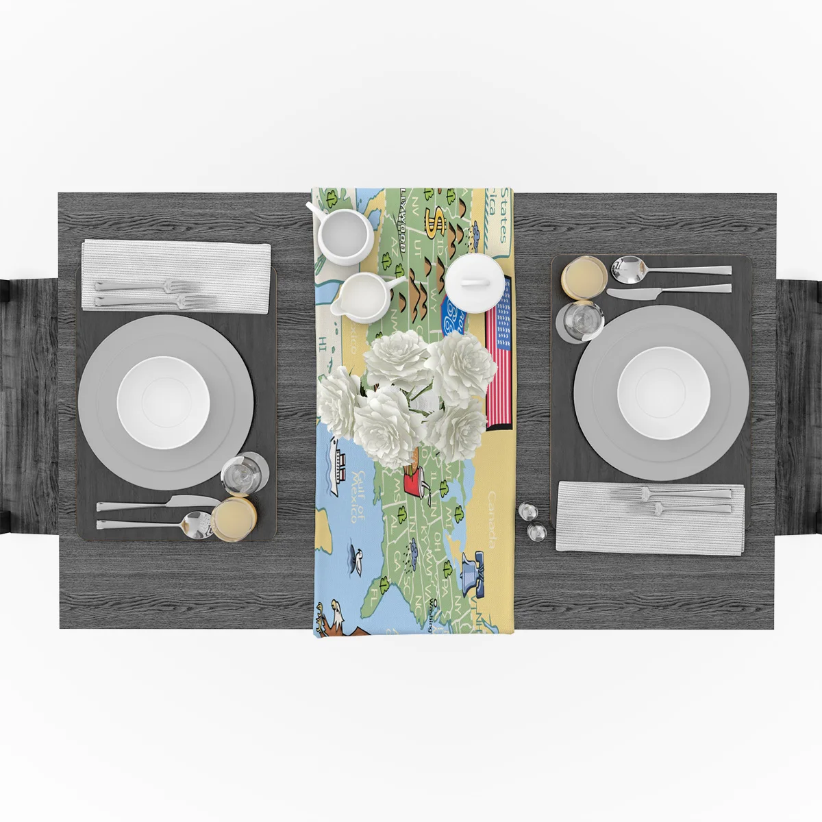 США карта океана Liberty настольная дорожка Современная обеденная кухня буфет