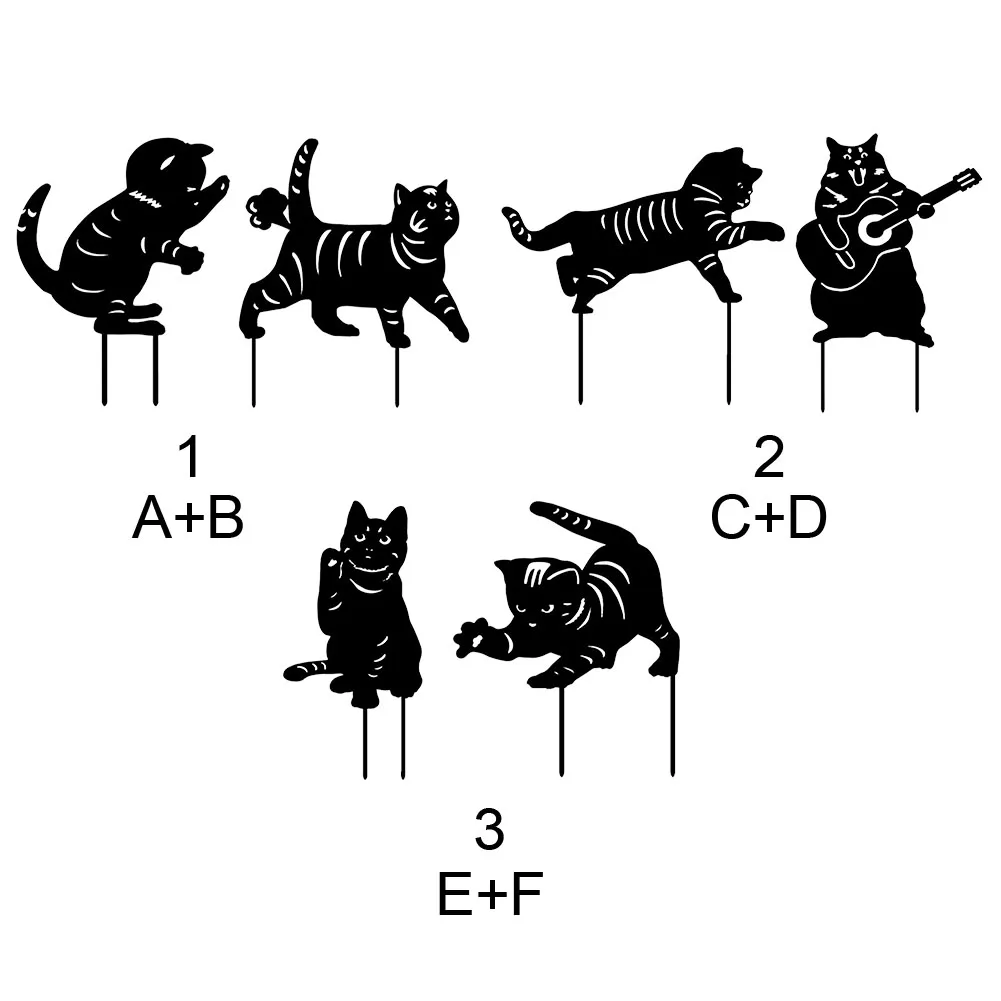 

2pcs Outdoor Black Cat Easy Install Home Decor Waterproof Art Craft Lawn Animal Lifelike Garden Stakes Display Sign Gift Acrylic