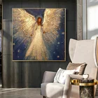 Ангел с золотой планкой на холсте современный портрет абстрактная фотография для дома настенное Искусство Декор картины