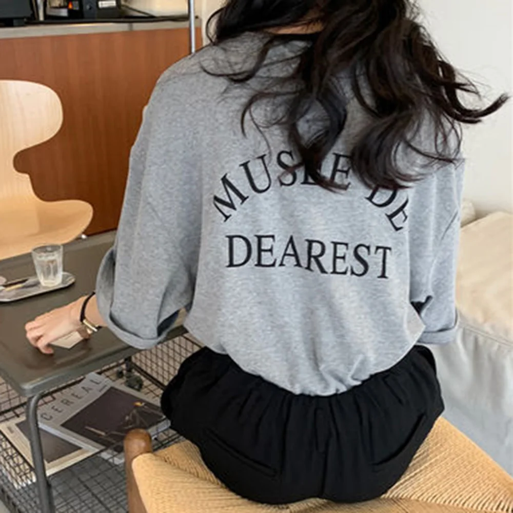 

Casual Woman T-shirts Tops Letter Printed Summer White Tee Short Sleeve 2021 Korean Japan Round Neck Lady Girls T-shirt New Top