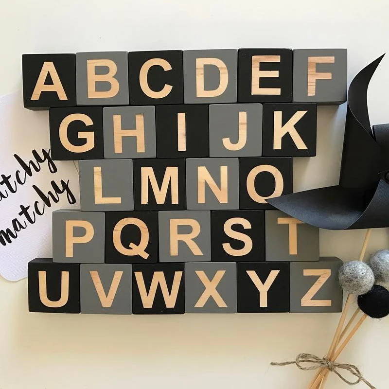5x5 см большие деревянные буквы алфавита кубики квадратные английские блоки ABC