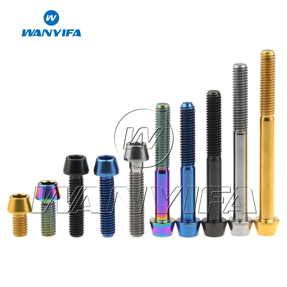 Титановый "Wanyifa" Болт M6x 10-15, 16, 18, 20, 25 30 35, 40 45 50 55 60 65 мм конусности головки шестигранный ключ Винт для велосипедная рулевая колонка тормозной болт