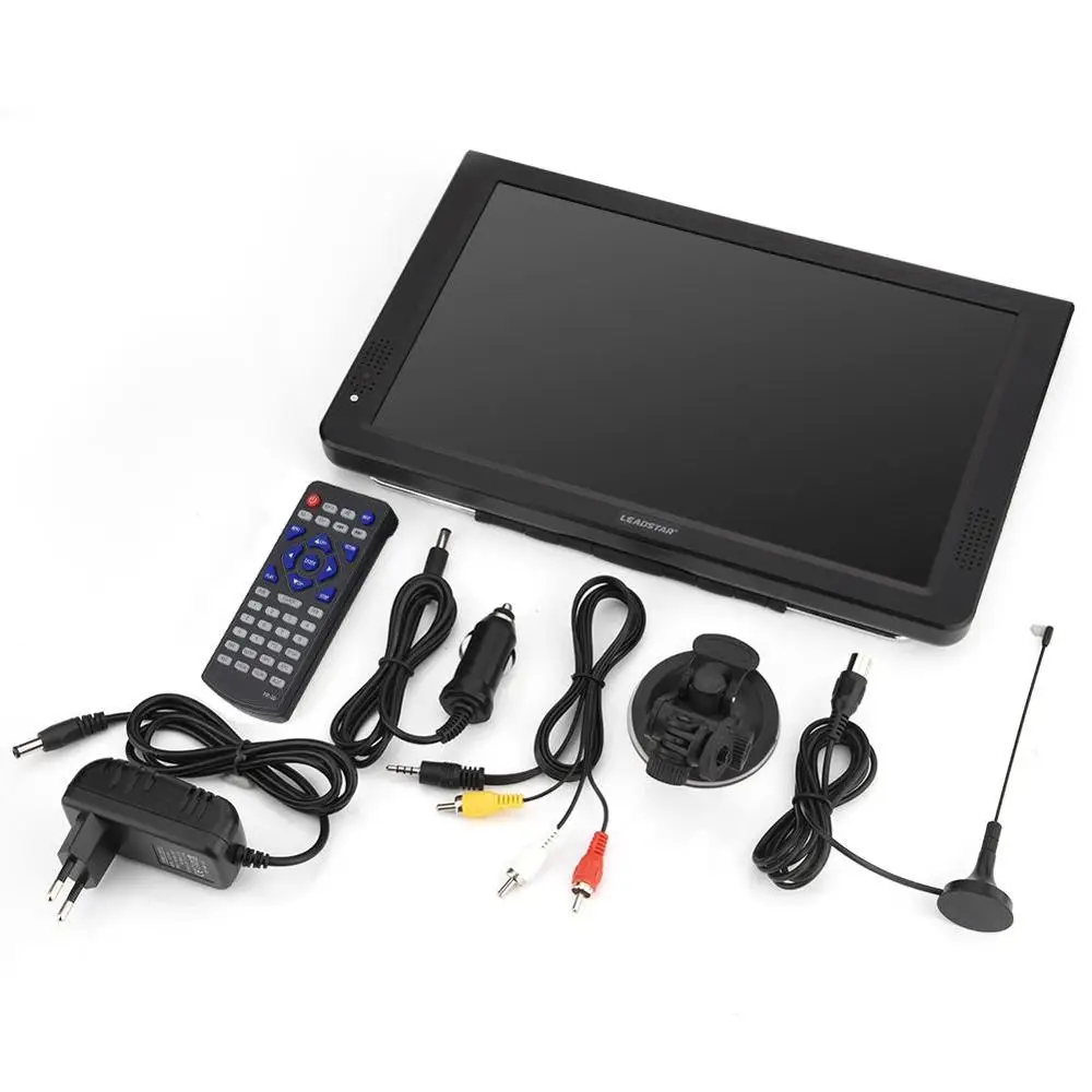 LEADSTAR 12 дюймов Портативный дома автомобиля ТВ Цвет TFT-LED DVB-T/T2 цифровой аналоговый телевизионный Поддержка 1080P видео Встроенный динамик