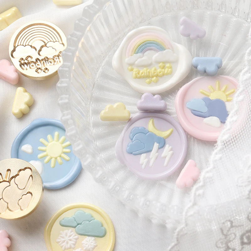 

Cloud Mood Wax Seal Stamp Cute Rainbow 25MM Sealing Stamp Head for Scrapbooking Cards Envelopes Wedding Invitations Gift Package