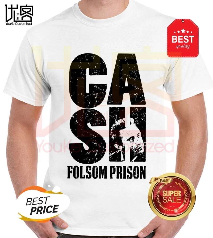 Джонни Кэша мужские тюрьмы Фолсом футболка для мужчин и женщин 100% хлопок топы с