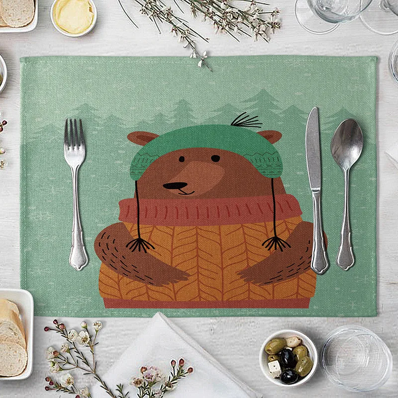 С мультипликационным животным принтом Настольный коврик медведь Лось с