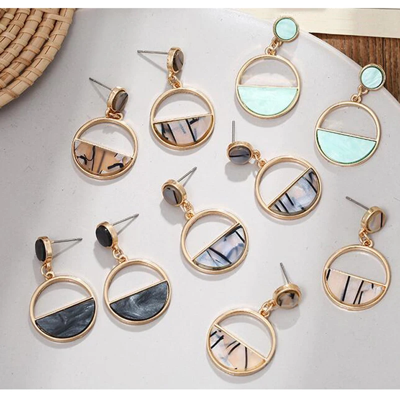

Long Big Circle Round Earring Fashion Geometric Semicircle Drop Earring For Women Fashion Jewelry AM2106