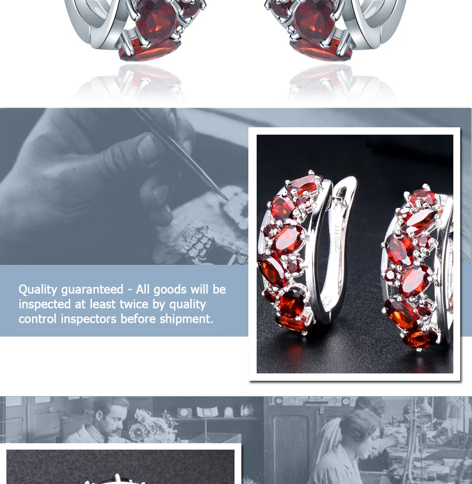 Hutang 0.9ct натуральный гранат женские серьги-кольца твердые 925 пробы серебряные ювелирные изделия с красным драгоценным камнем элегантный дизайн Новое поступление