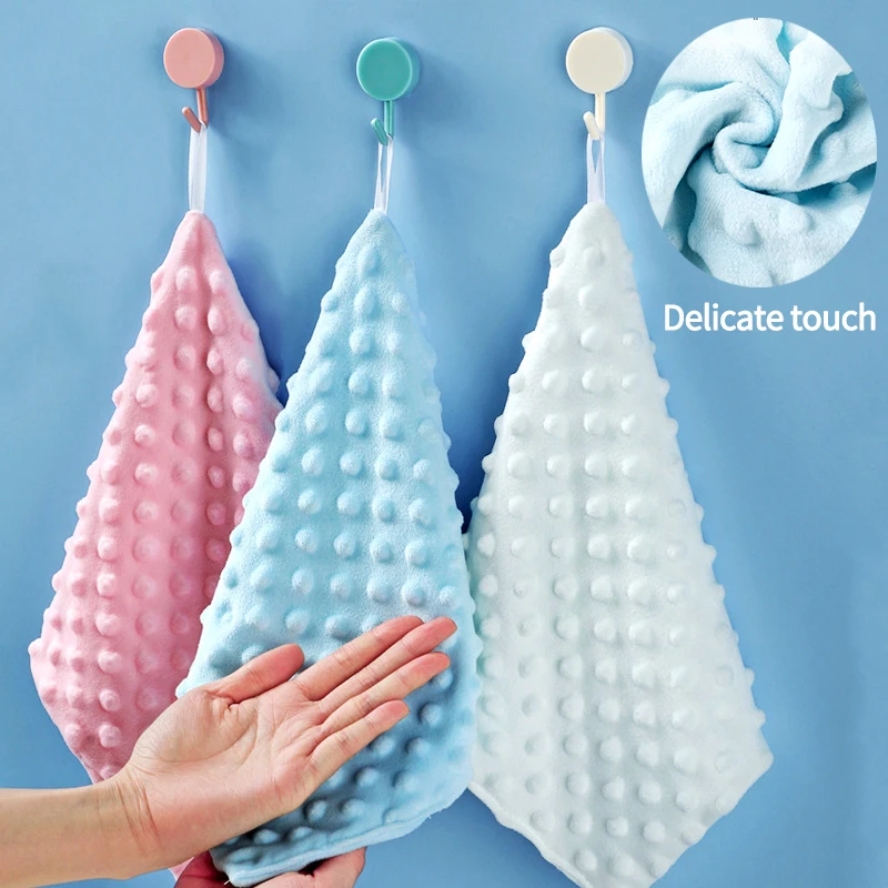 

Thickened Double-Layer Hand Towels Dish Cloths Cleaning Cloth Kitchen Towel Household Cleaning Tools Super Absorbent Hanging Rag