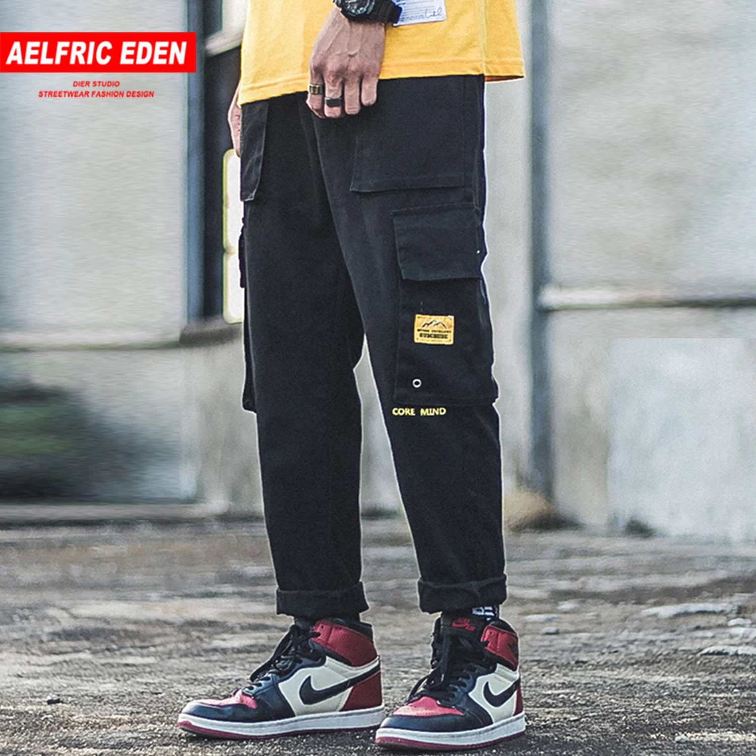 Брюки карго мужские составного кроя с большими карманами повседневные Джоггеры