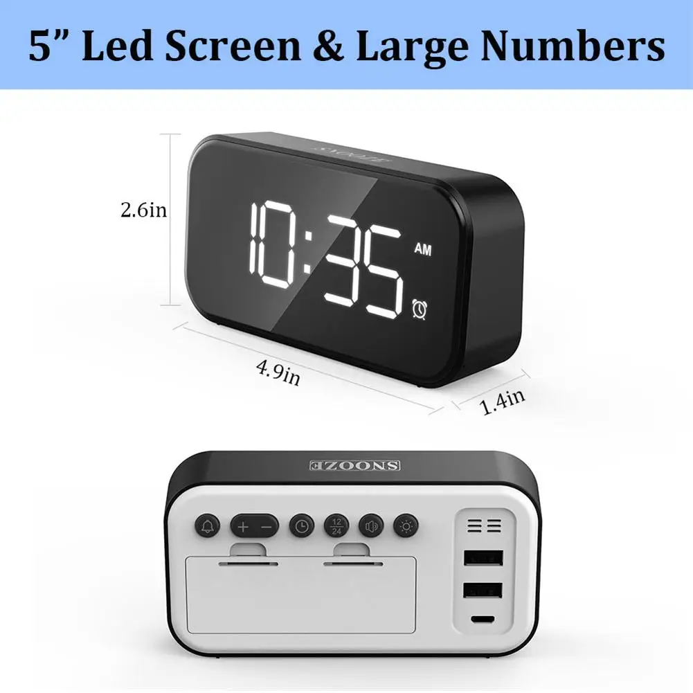 Большой дисплей будильник с календарем для дома офиса путешествий настольные