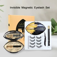 invisible magnets eyelashes liquid eyeliner set natural reusable cils magnetic press eyeliner waterproof eyelash tweezers kit