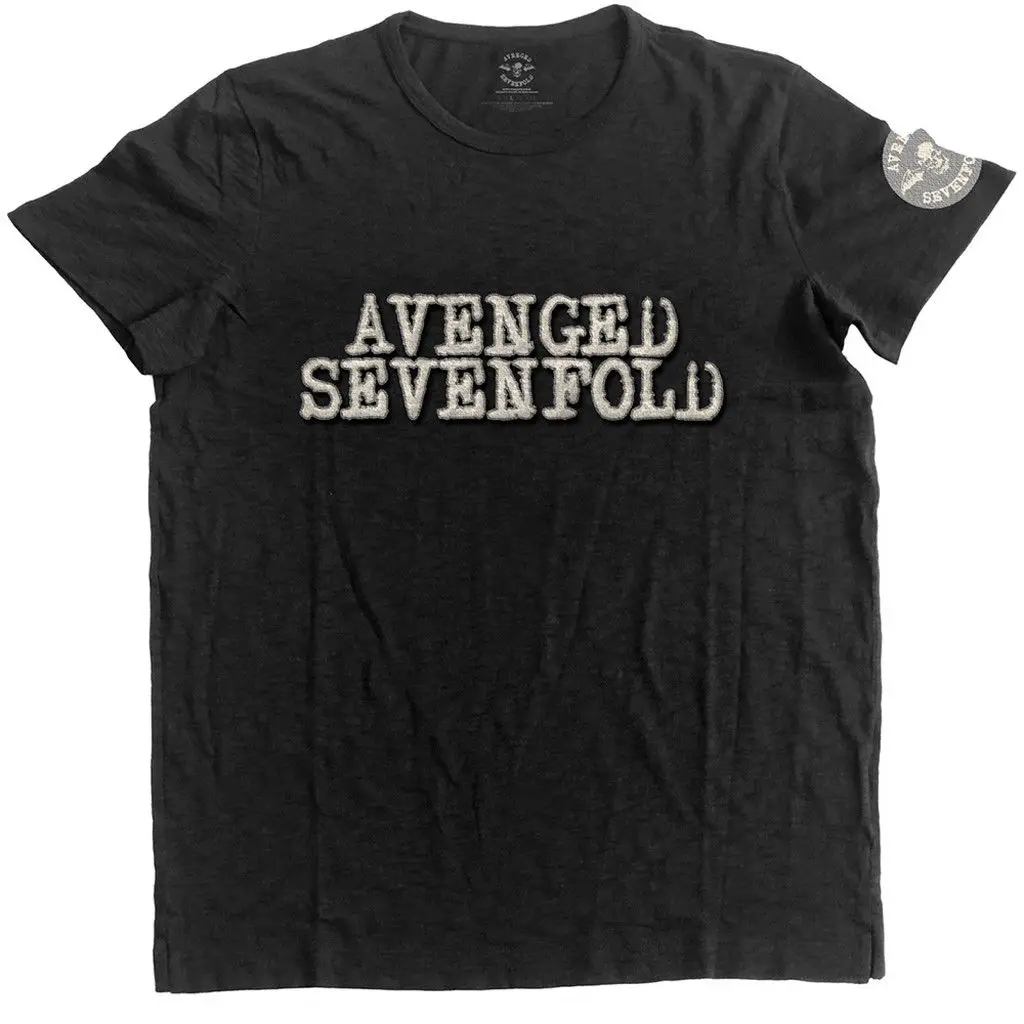 

Avenged Sevenfold 'Logo And Deathbat' Applique Slub T-Shirt - Nuevo y Oficial Hot New 2018 Summer Fashion T Shirt