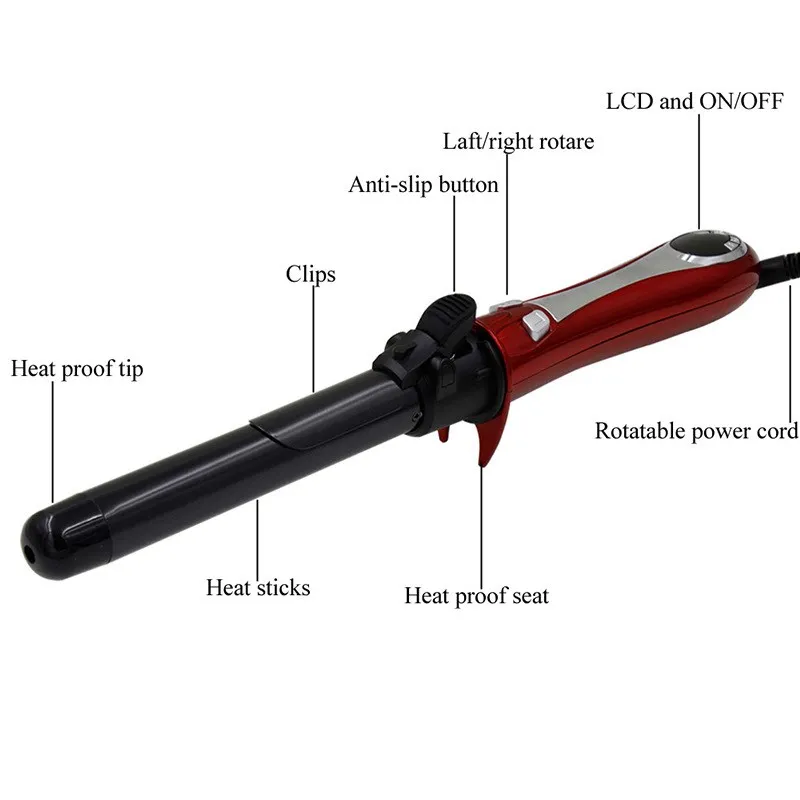 ЖК электрические профессиональные керамические щипцы для завивки волос