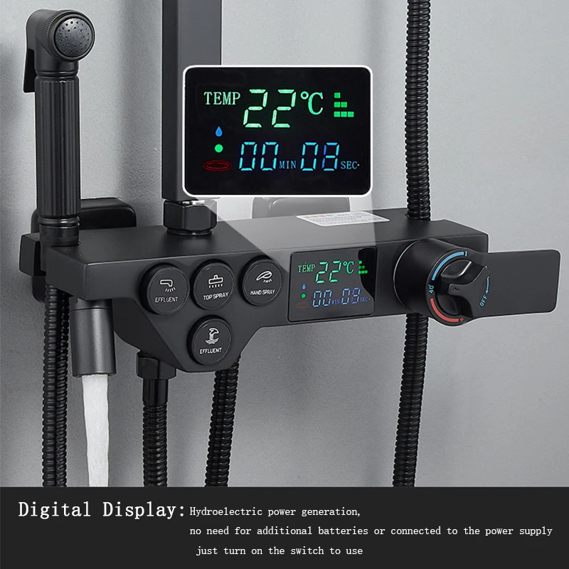 Латунный смеситель для душа с термостатом и цифровым дисплеем ванной комнаты