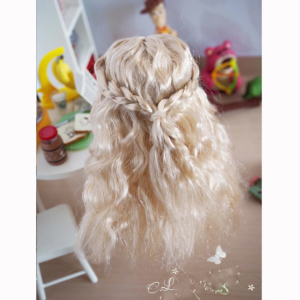 Bybrana Феи волна ролл 2 цвета bjd волосы 1/8 1/12 маленькая голова bjd парик для кукол