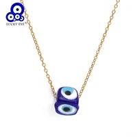 lucky eye dropping oil blue turkish evil eye pendant necklace gold color long neck chain necklace for women girls jewelry be245