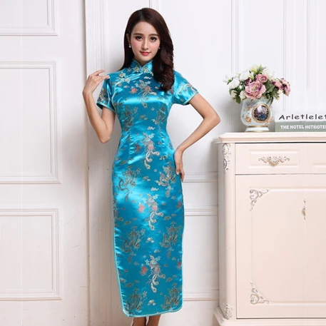 Женское платье-Чонсам с коротким рукавом в винтажном стиле красное трикотажное