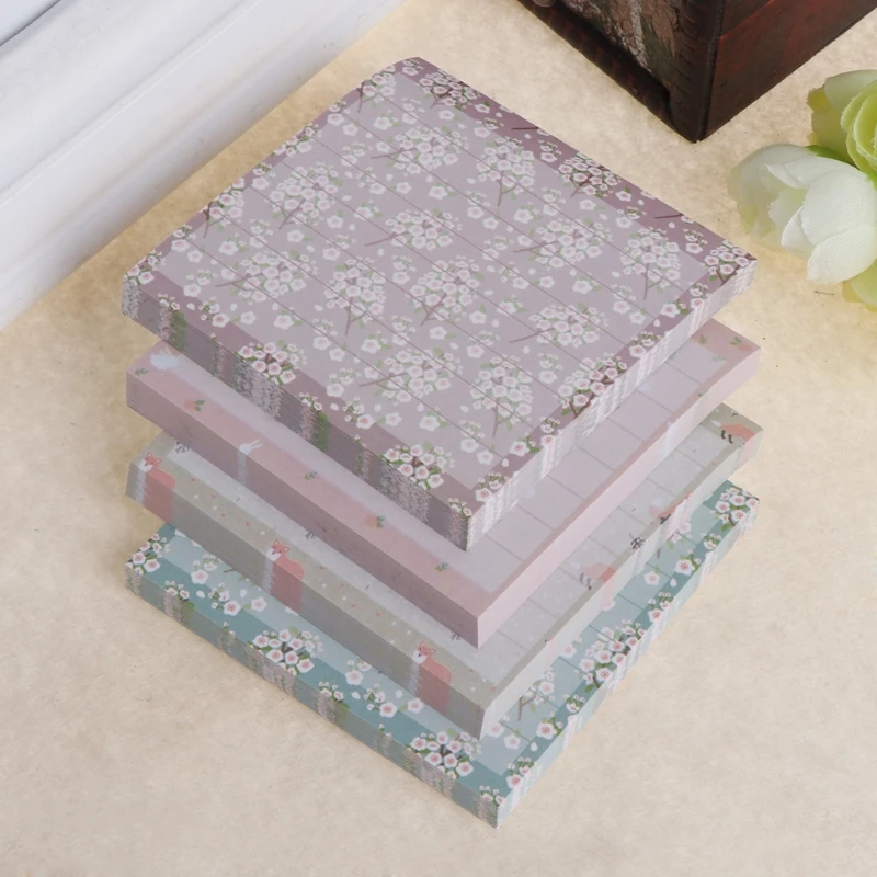 

80 Sheets/Pad Flower Animal Series Paper Sticker Memo Pads Sticky Notes Notepad Dropshipping