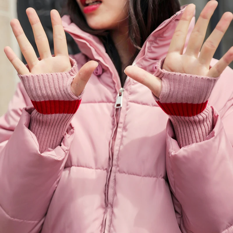 Женская короткая куртка со стоячим воротником теплая хлопковая с подкладкой