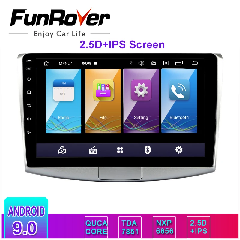 Funrover 2 din 2.5D+ ips Android 9,0 автомобильный dvd-плеер для Volkswagen Passat B6 B7 CC Magotan 2011- радио gps навигация RDS BT