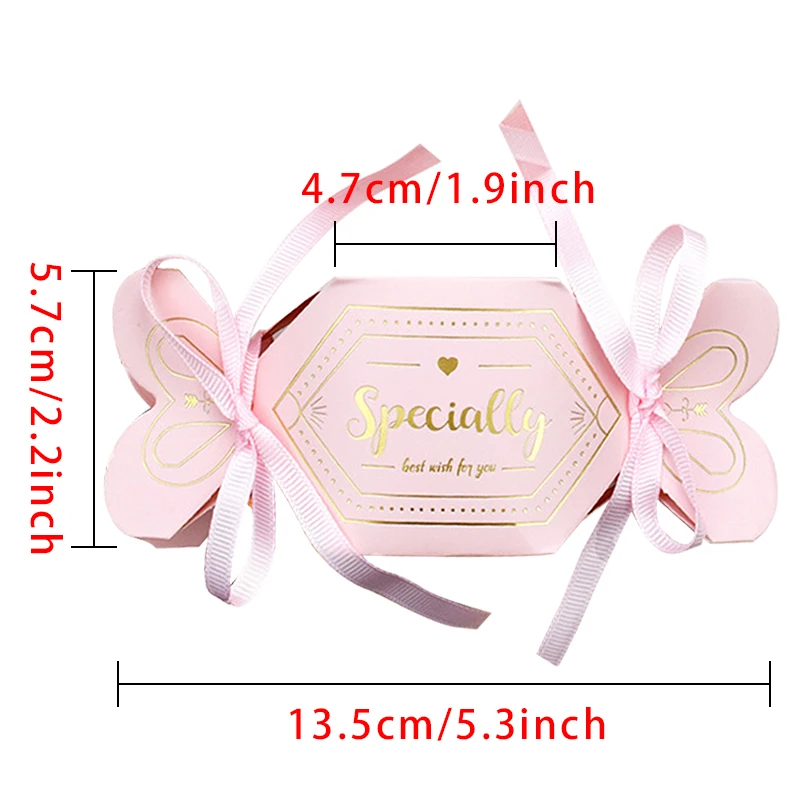 

5PCS Gift Box Candy Shape With Ribbon Wedding Gifts For Guests Birthday Party Baby Shower Sweets Jewelry Bags Packaging Supplies