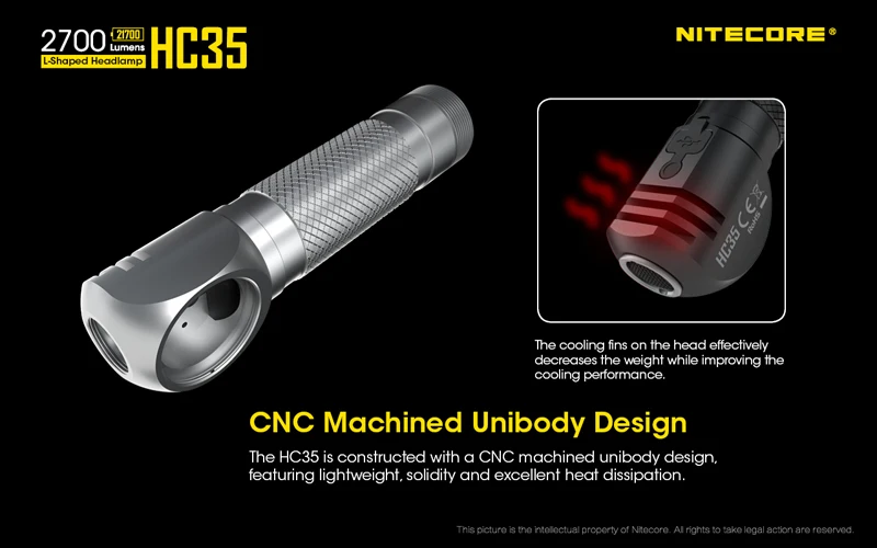 2700 люмен Nitecore HC35 4 x CREE XP-G3 S3 светодиоды следующего поколения 21700 Г-образный налобный фонарь с аккумулятором 4000 мАч