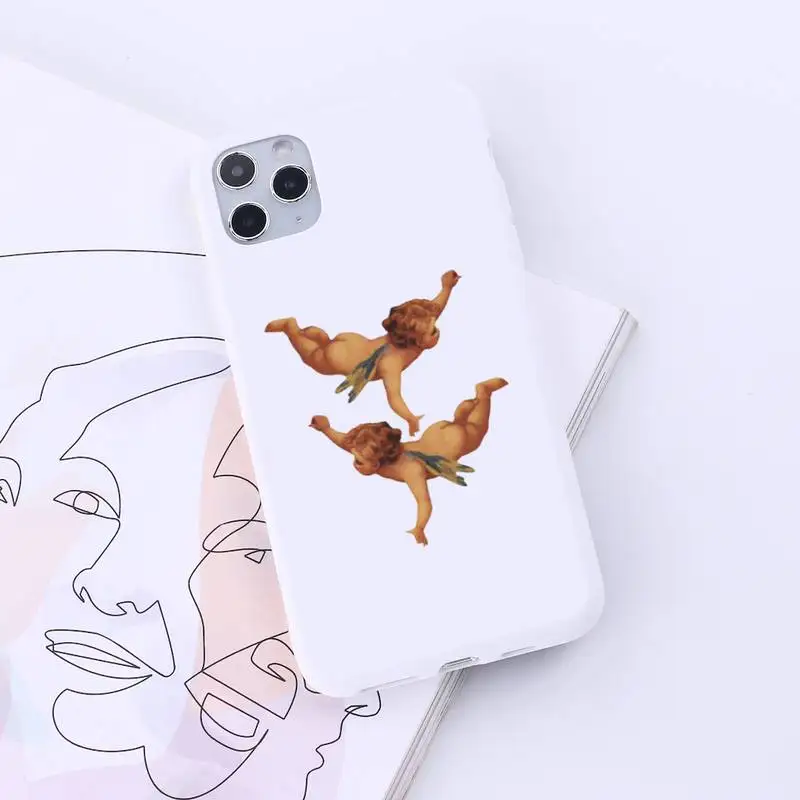 

Renaissance cute retro angel Phone Case Candy Color for iPhone 6 7 8 11 12 s mini pro X XS XR MAX Plus