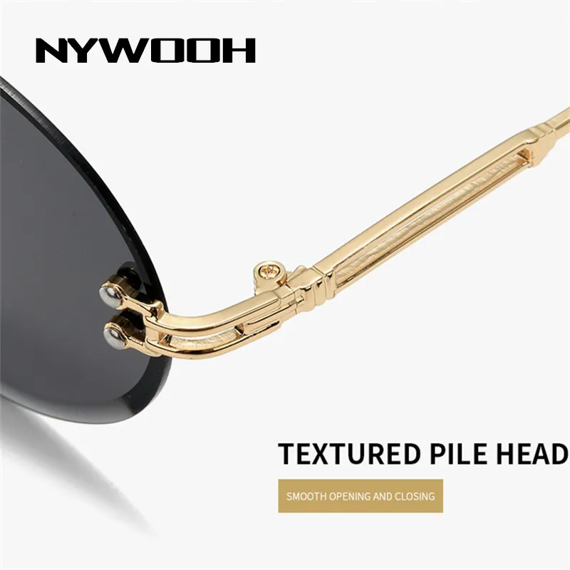 

NYWOOH Rimless Gradient Women's Sunglasses Design Fashion Lady Round Sun Glasses Vintage Alloy Classic Designer Shades Eyewear