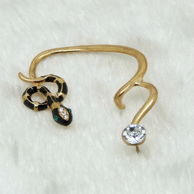 Винтажная змея со стразами серьги-манжеты для женщин трендовые хип-хоп