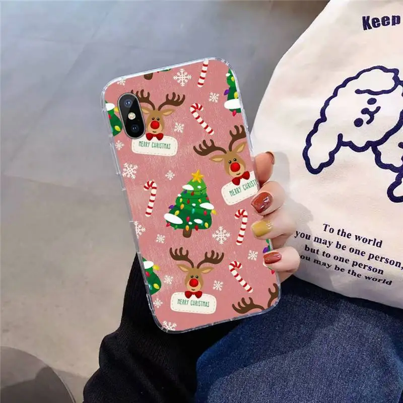 

Christmas Cartoon Phone Case Transparent for iPhone 11 12 mini pro XS MAX 8 7 6 6S Plus X 5S SE 2020 XR