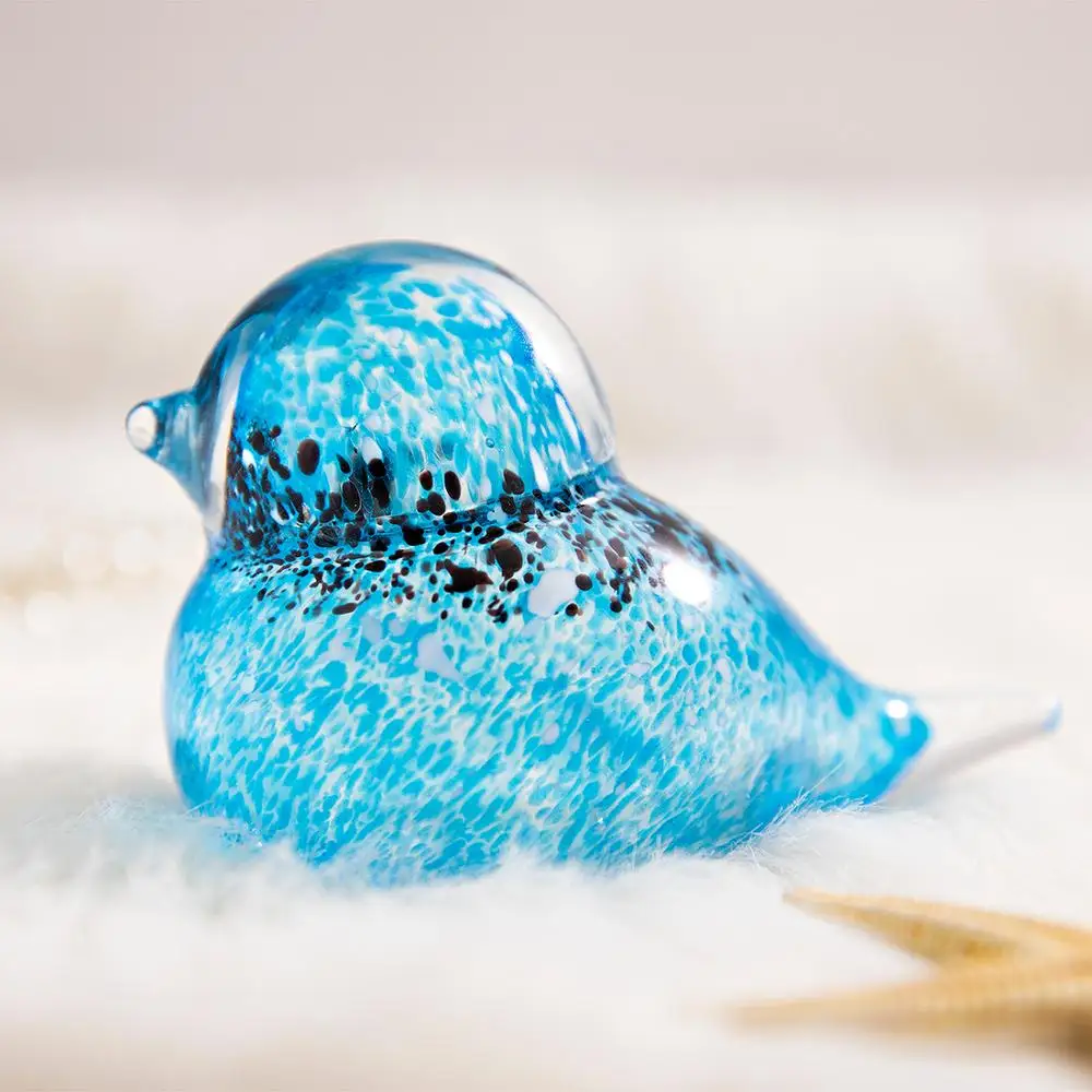 H & D-estatuilla de pájaro azul hecha a mano, escultura de Animal de arte soplado de cristal de estilo Murano, decoración del hogar, colección de regalos de peso de papel