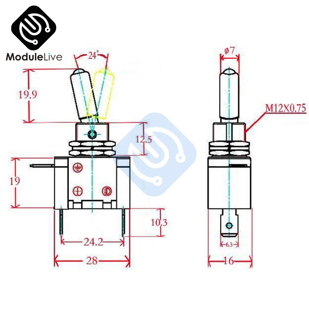 Автомобильный чехол для гоночного автомобиля SPST вкл. Выкл. Тип переключателя