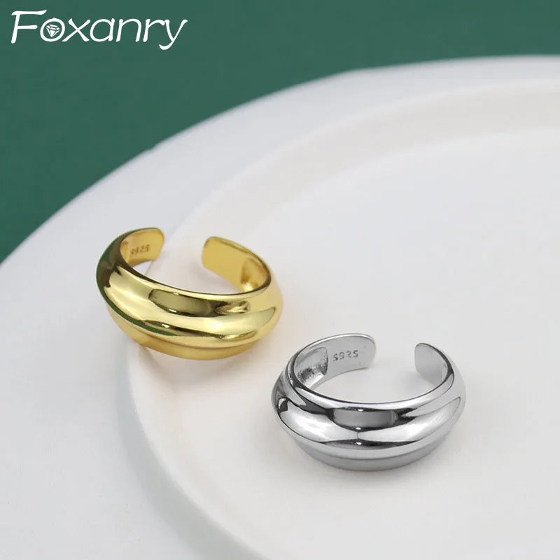 

Foxanry 925 Серебряные кольца модные изысканные простые неправильной формы геометрические ювелирные изделия ручной работы на День святого Вале...