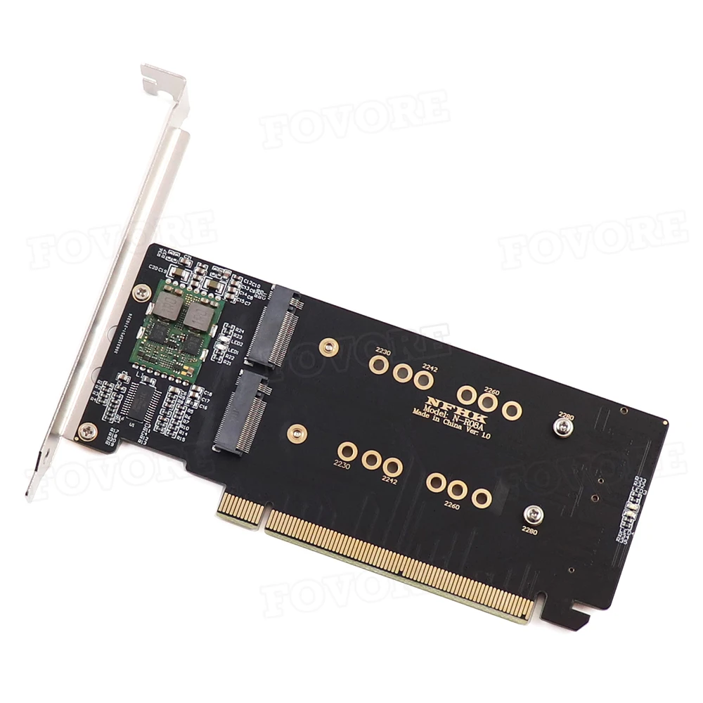 

PCI-E 3.0 x16 to 4Port M2 NVME SSD Adapter Raid Card VROC Riser Card Support 2230 2242 2260 2280 M.2 NVME AHCI SSD for PC